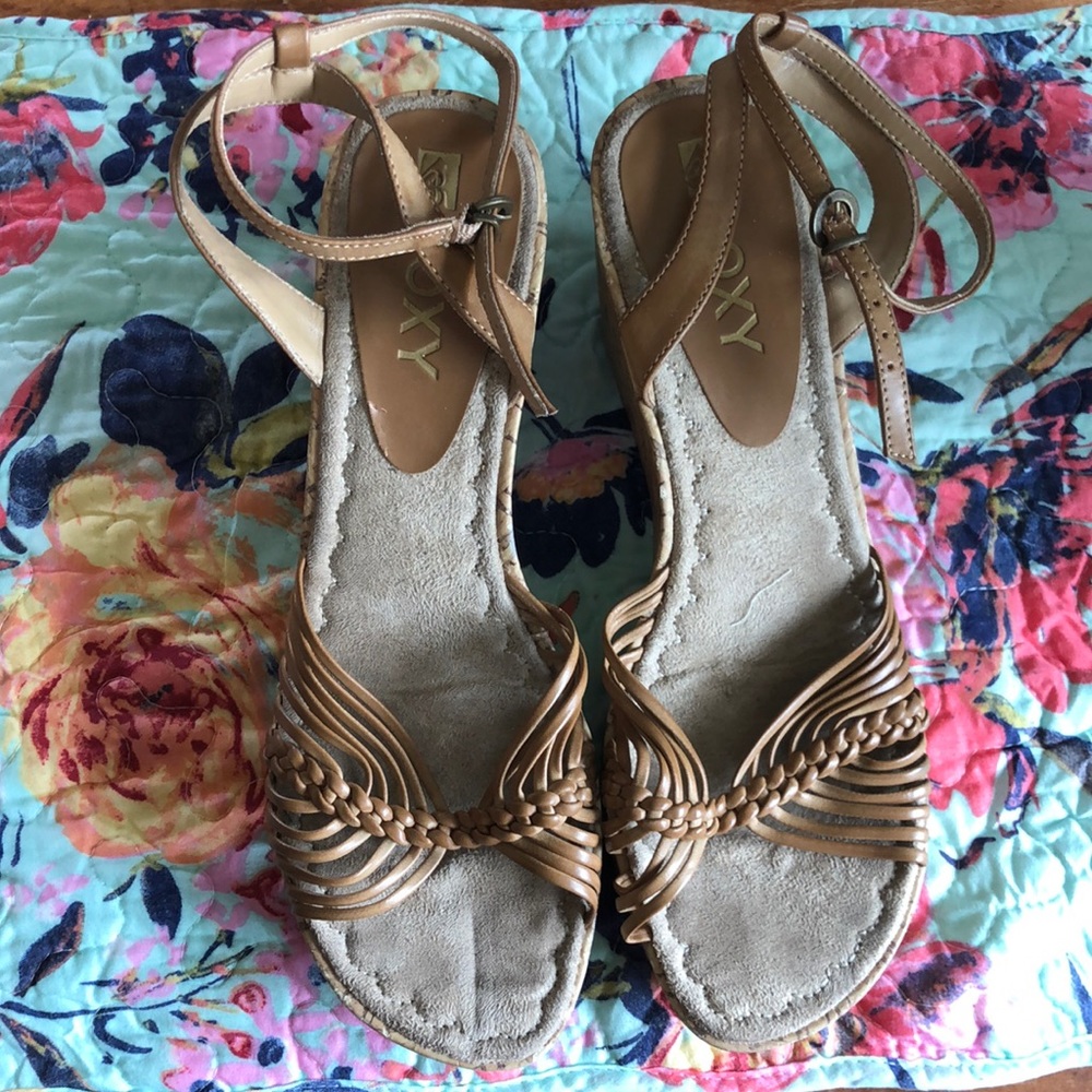 Rocky Tan wedge Cork Heel Strappy Sandals 8